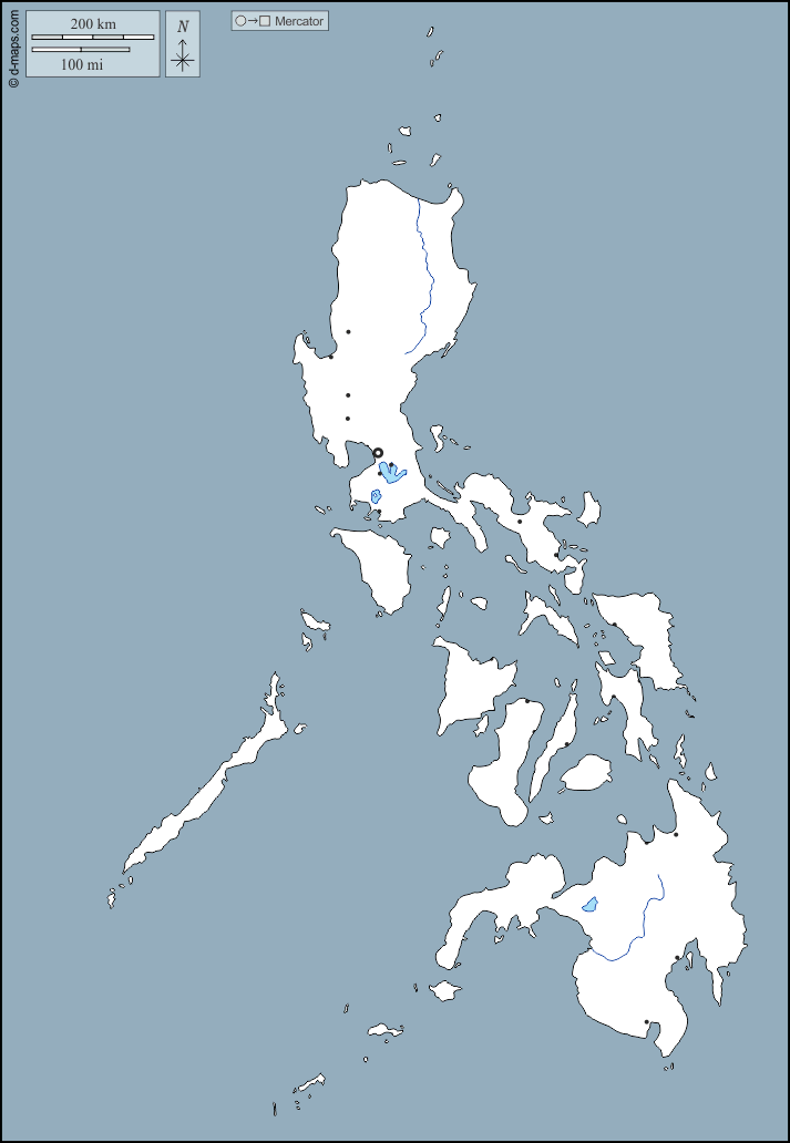 Филиппины : d-maps.com: Бесплатная карта, бесплатная карта, свободная карта, Бесплатная базовая карта
 : контур, гидрографии, Главные города