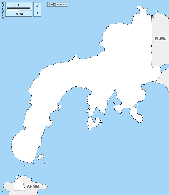 Penisola di Zamboanga : d-maps.com: mappa gratuita, mappa muta gratuita, cartina muta gratuita : frontiere, nomi