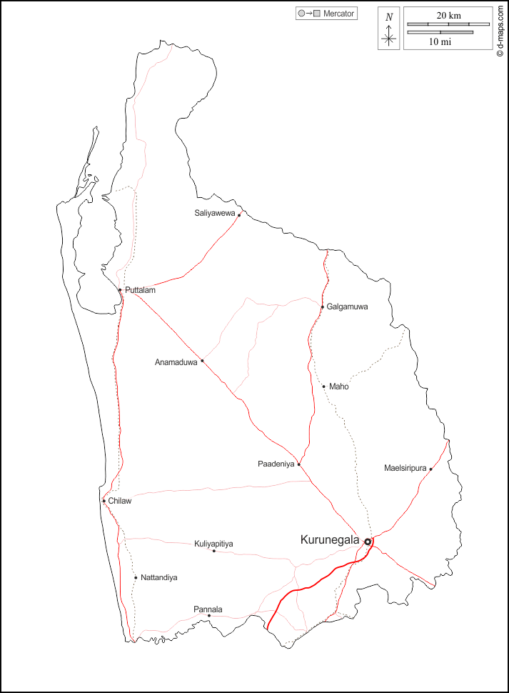 Provincia Nord-Occidentale : d-maps.com: mappa gratuita, mappa muta gratuita, cartina muta gratuita : contorni, principali città, strade, nomi, bianco