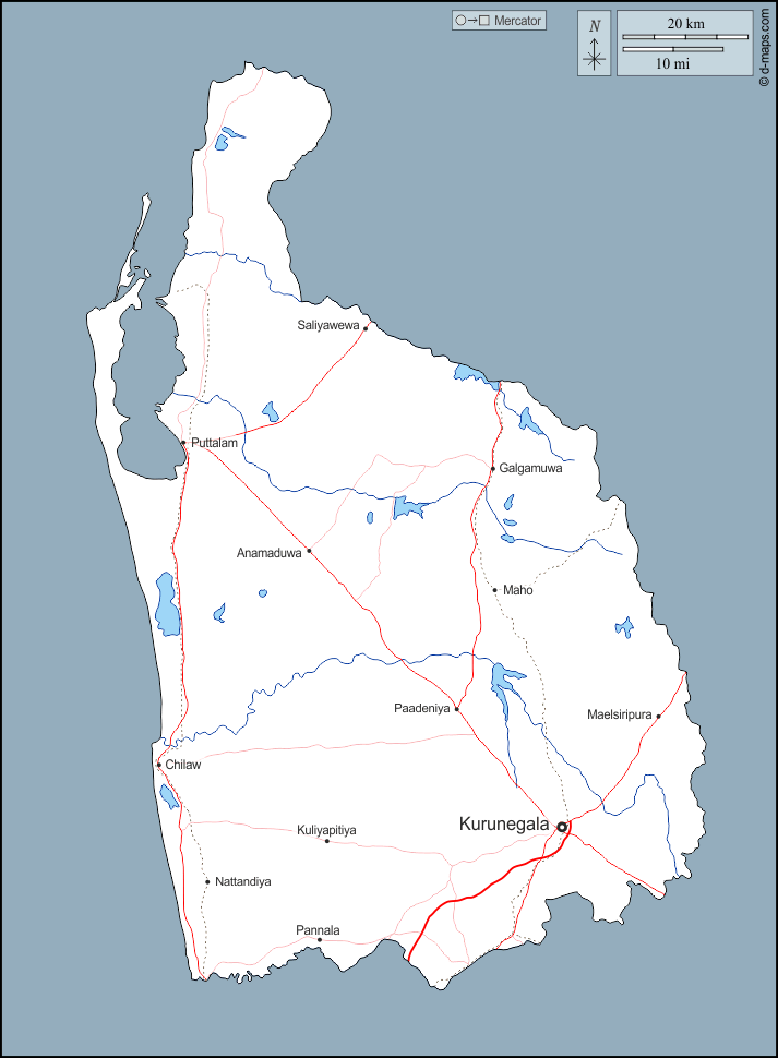 Provincia Nord-Occidentale : d-maps.com: mappa gratuita, mappa muta gratuita, cartina muta gratuita : contorni, idrografia, principali città, strade, nomi