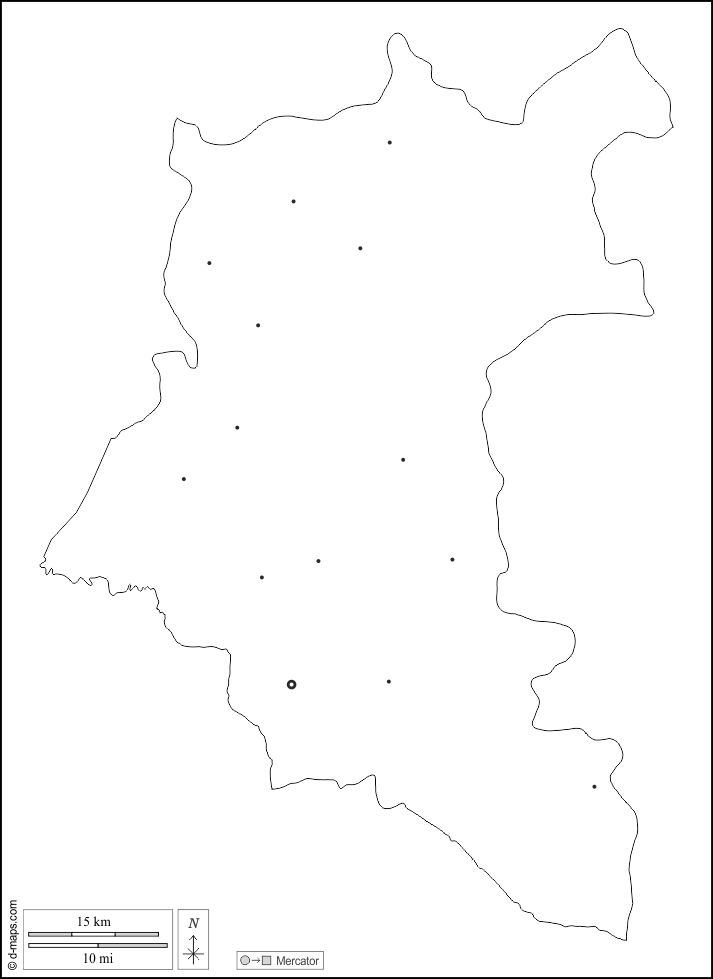 德拉省 : d-maps.com: 免费地图, 免费的空白地图, 免费的轮廓地图, 免费基地地图 : 大纲, 主要城市, 白