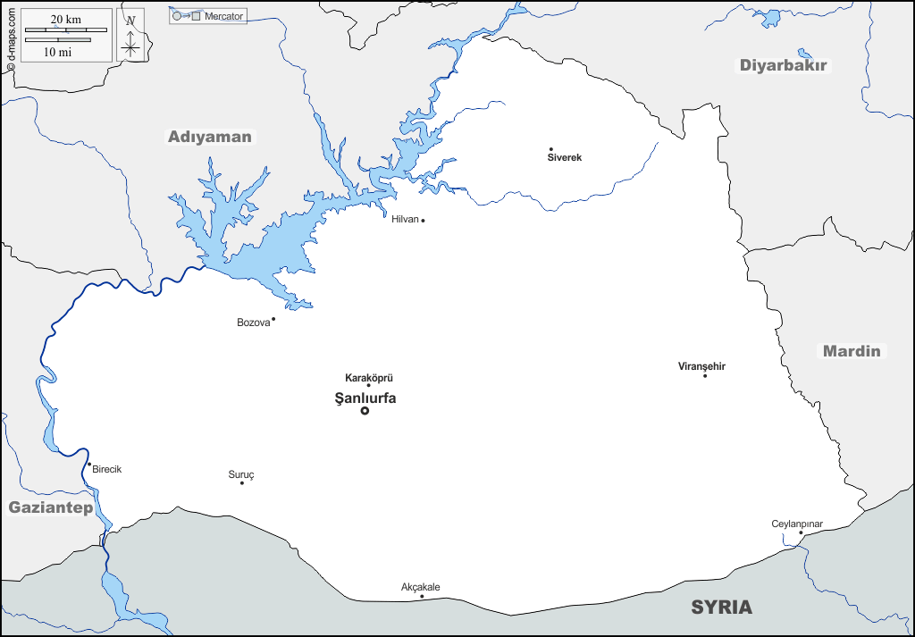 Şanlıurfa : d-maps.com: mappa gratuita, mappa muta gratuita, cartina muta gratuita : frontiere, idrografia, principali città, nomi