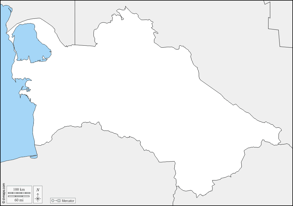 Turkmenistán : d-maps.com: mapa gratuito, mapa mudo gratuito, mapa en blanco gratuito, plantilla de mapa : fronteras