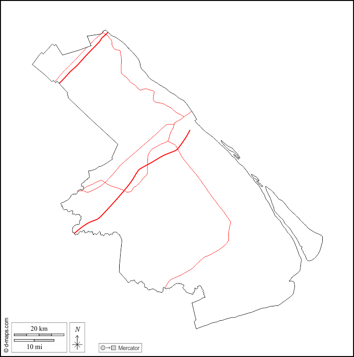 Can Tho : d-maps.com: Kostenlose Karten, kostenlose stumme Karte, kostenlose unausgefüllt Landkarte, kostenlose hochauflösende Umrisskarte : Umrisse, Straßen, weiß