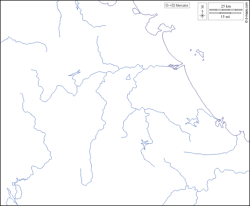 Da Nang : d-maps.com: mappa gratuita, mappa muta gratuita, cartina muta gratuita : litorali, idrografia, bianco