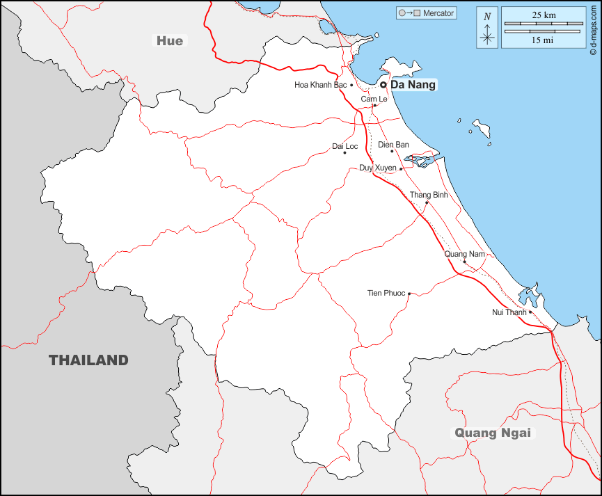 Da Nang : d-maps.com: mappa gratuita, mappa muta gratuita, cartina muta gratuita : frontiere, principali città, strade, nomi