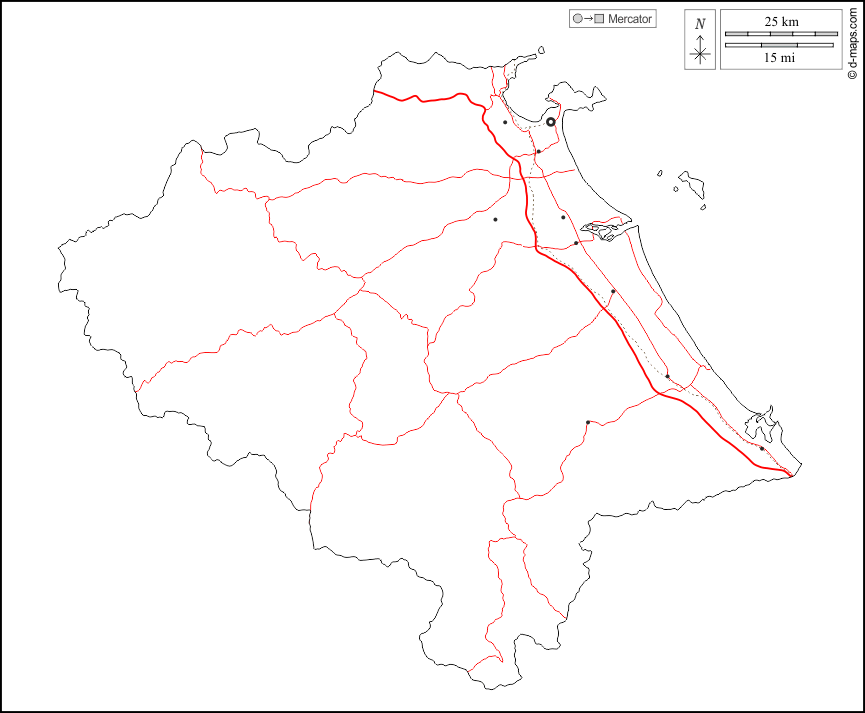Da Nang : d-maps.com: mapa livre, mapa em branco livre, mapa livre do esboço, mapa básico livre
 : contornos, principais cidades, estradas, branco