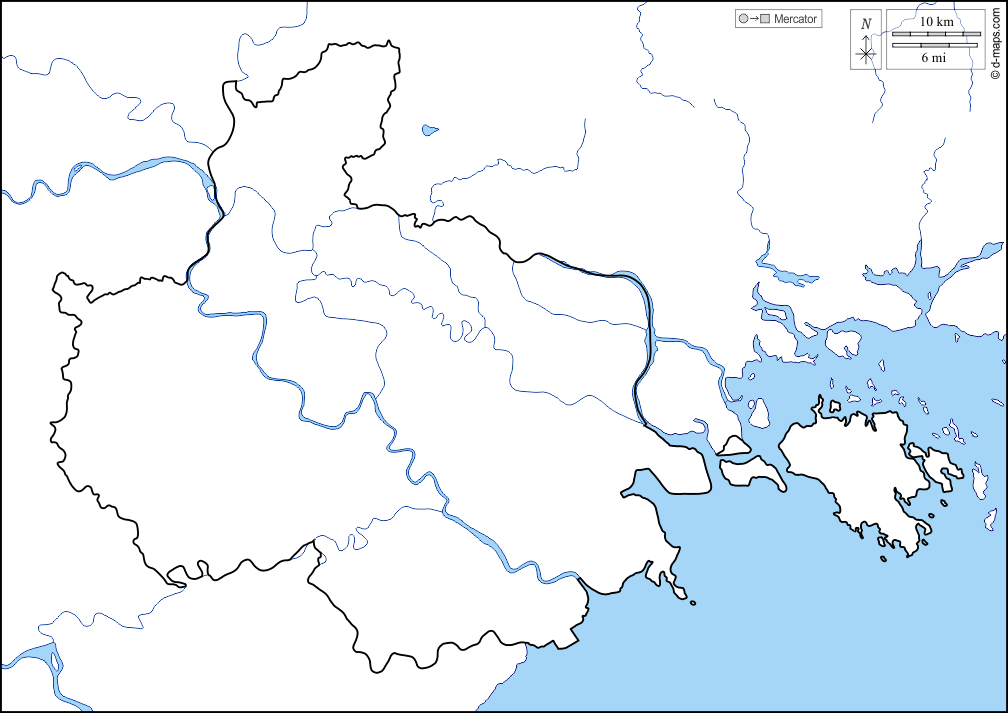 Haiphong : d-maps.com: Kostenlose Karten, kostenlose stumme Karte, kostenlose unausgefüllt Landkarte, kostenlose hochauflösende Umrisskarte : Küsten, Grenzen, Hydrografie