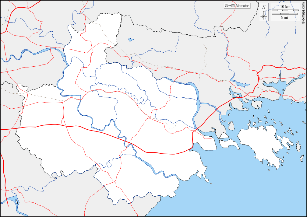 Haiphong : d-maps.com: Kostenlose Karten, kostenlose stumme Karte, kostenlose unausgefüllt Landkarte, kostenlose hochauflösende Umrisskarte : Grenzen, Hydrografie, Straßen