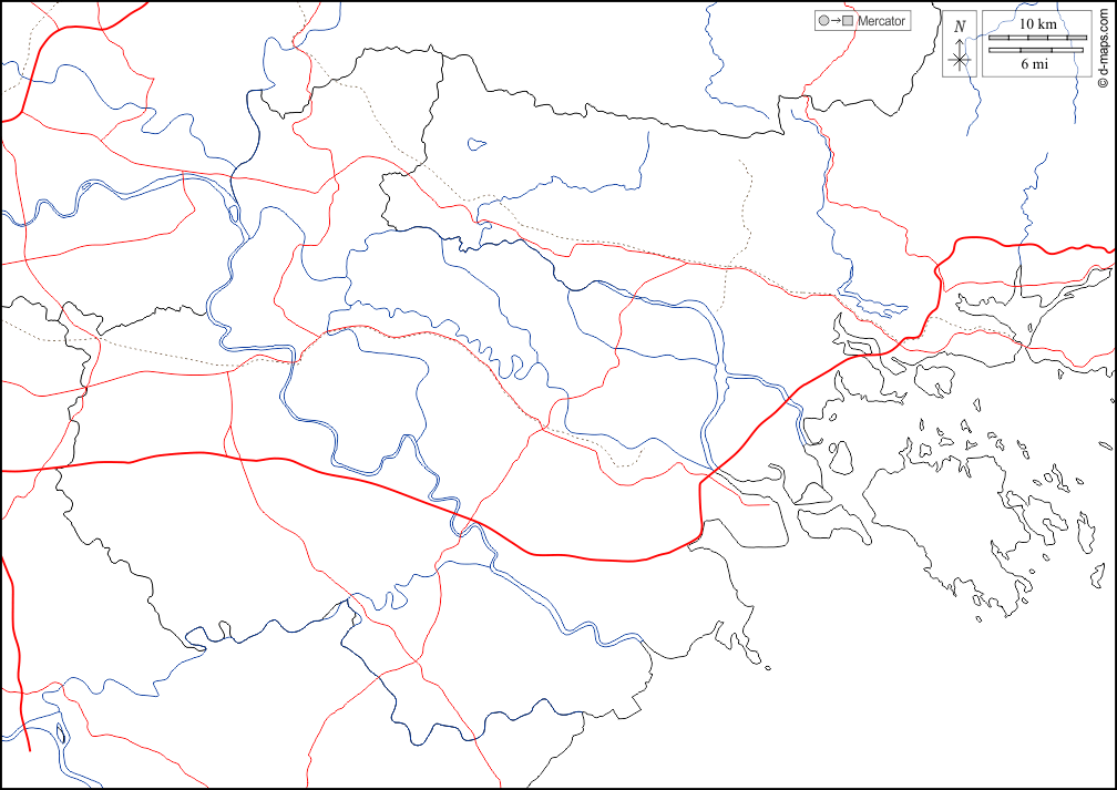 Haiphong : d-maps.com: mappa gratuita, mappa muta gratuita, cartina muta gratuita : frontiere, idrografia, strade, bianco
