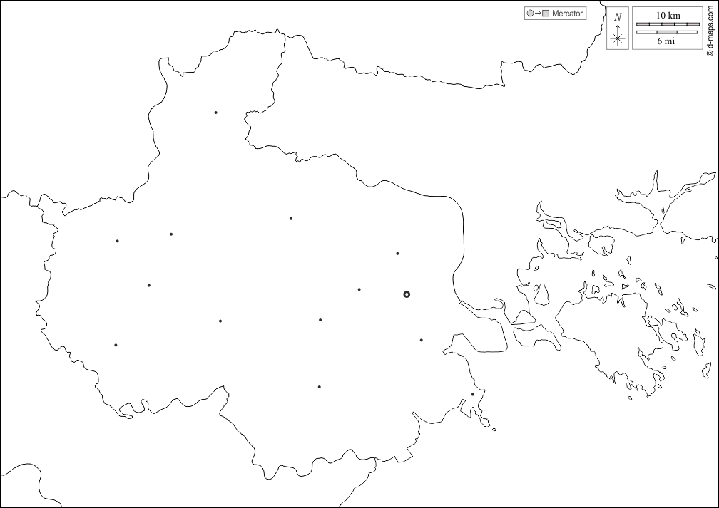Haiphong : d-maps.com: Kostenlose Karten, kostenlose stumme Karte, kostenlose unausgefüllt Landkarte, kostenlose hochauflösende Umrisskarte : Grenzen, Wichtige Städte, weiß
