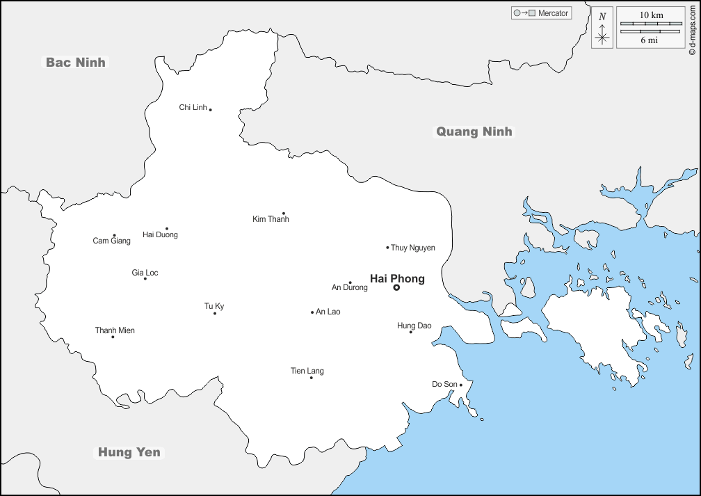 Haiphong : d-maps.com: mappa gratuita, mappa muta gratuita, cartina muta gratuita : frontiere, principali città, nomi