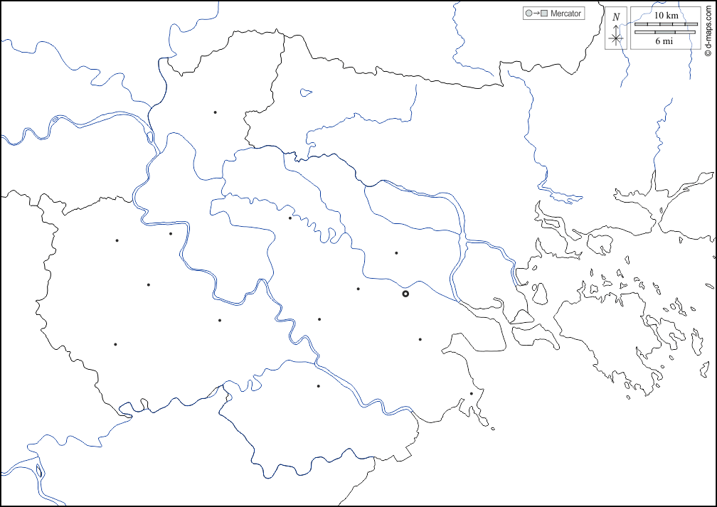 Haiphong : d-maps.com: Kostenlose Karten, kostenlose stumme Karte, kostenlose unausgefüllt Landkarte, kostenlose hochauflösende Umrisskarte : Grenzen, Hydrografie, Wichtige Städte, weiß
