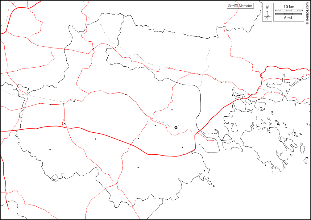 Haiphong : d-maps.com: Kostenlose Karten, kostenlose stumme Karte, kostenlose unausgefüllt Landkarte, kostenlose hochauflösende Umrisskarte : Grenzen, Wichtige Städte, Straßen, weiß