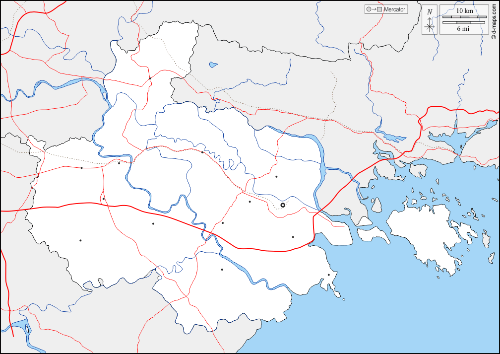 Haiphong : d-maps.com: Kostenlose Karten, kostenlose stumme Karte, kostenlose unausgefüllt Landkarte, kostenlose hochauflösende Umrisskarte : Grenzen, Hydrografie, Wichtige Städte, Straßen