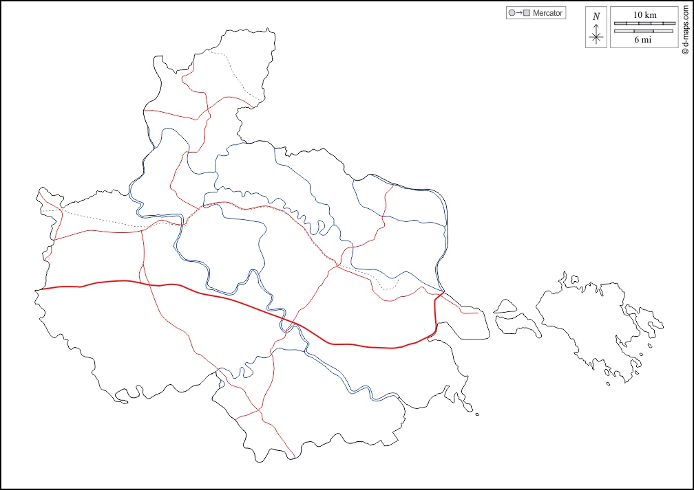 Haiphong : d-maps.com: Kostenlose Karten, kostenlose stumme Karte, kostenlose unausgefüllt Landkarte, kostenlose hochauflösende Umrisskarte : Umrisse, Hydrografie, Straßen, weiß