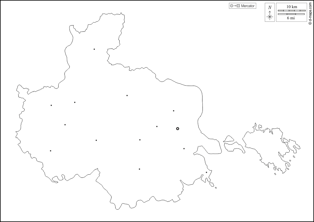 Haiphong : d-maps.com: Kostenlose Karten, kostenlose stumme Karte, kostenlose unausgefüllt Landkarte, kostenlose hochauflösende Umrisskarte : Umrisse, Wichtige Städte, weiß