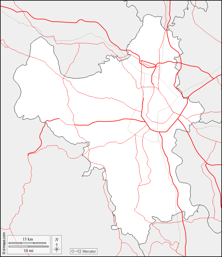河內市 : d-maps.com: 免费地图, 免费的空白地图, 免费的轮廓地图, 免费基地地图 : 边界, 道路