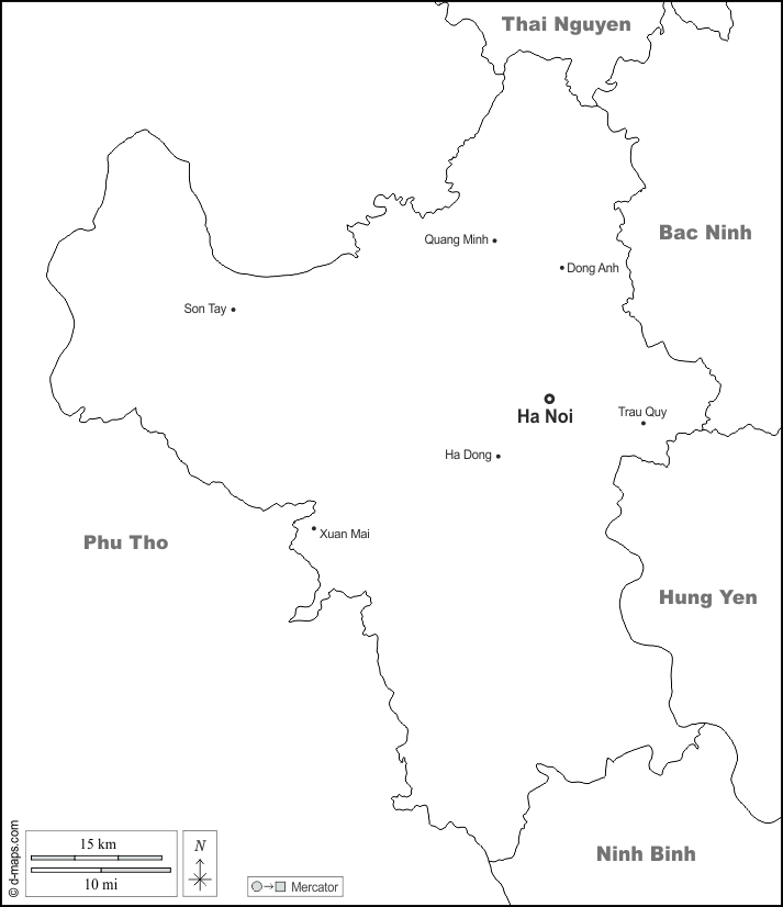 河內市 : d-maps.com: 免费地图, 免费的空白地图, 免费的轮廓地图, 免费基地地图 : 边界, 主要城市, 名称, 白