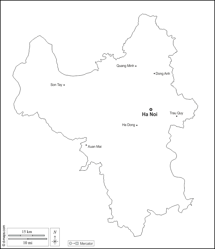 河內市 : d-maps.com: 免费地图, 免费的空白地图, 免费的轮廓地图, 免费基地地图 : 大纲, 主要城市, 名称, 白