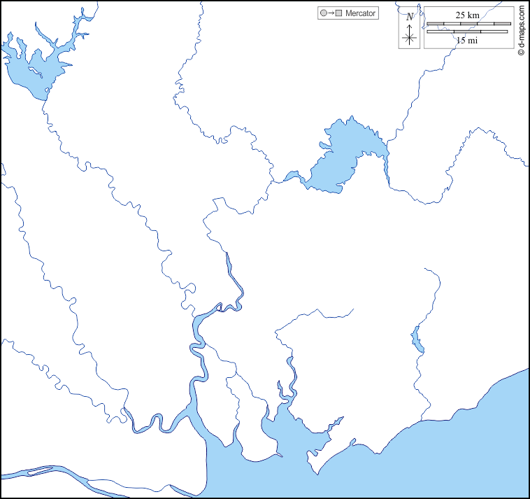 Ho-Chi-Minh-Stadt : d-maps.com: Kostenlose Karten, kostenlose stumme Karte, kostenlose unausgefüllt Landkarte, kostenlose hochauflösende Umrisskarte : Küsten, Hydrografie