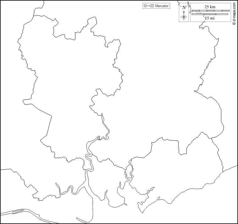 Ho-Chi-Minh-Stadt : d-maps.com: Kostenlose Karten, kostenlose stumme Karte, kostenlose unausgefüllt Landkarte, kostenlose hochauflösende Umrisskarte : Grenzen, weiß