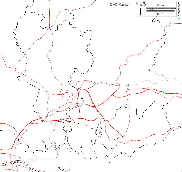 Ho-Chi-Minh-Stadt : d-maps.com: Kostenlose Karten, kostenlose stumme Karte, kostenlose unausgefüllt Landkarte, kostenlose hochauflösende Umrisskarte : Grenzen, Straßen, weiß