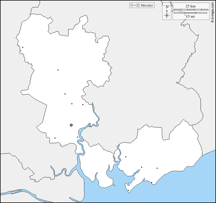 Città di Ho Chi Minh  : d-maps.com: mappa gratuita, mappa muta gratuita, cartina muta gratuita : frontiere, principali città