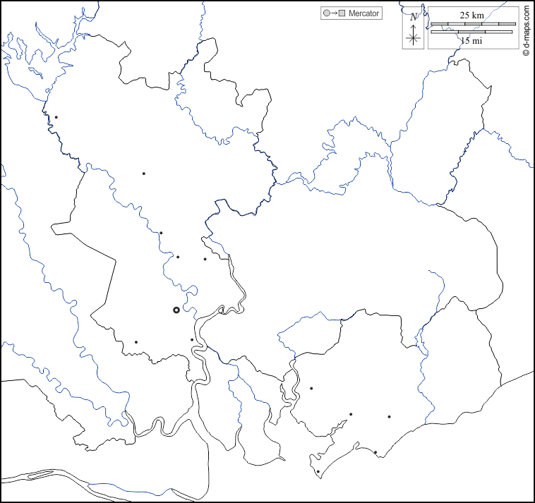 Ho-Chi-Minh-Stadt : d-maps.com: Kostenlose Karten, kostenlose stumme Karte, kostenlose unausgefüllt Landkarte, kostenlose hochauflösende Umrisskarte : Grenzen, Hydrografie, Wichtige Städte, weiß