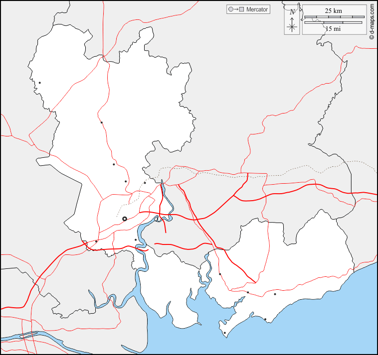 Ho-Chi-Minh-Stadt : d-maps.com: Kostenlose Karten, kostenlose stumme Karte, kostenlose unausgefüllt Landkarte, kostenlose hochauflösende Umrisskarte : Grenzen, Wichtige Städte, Straßen