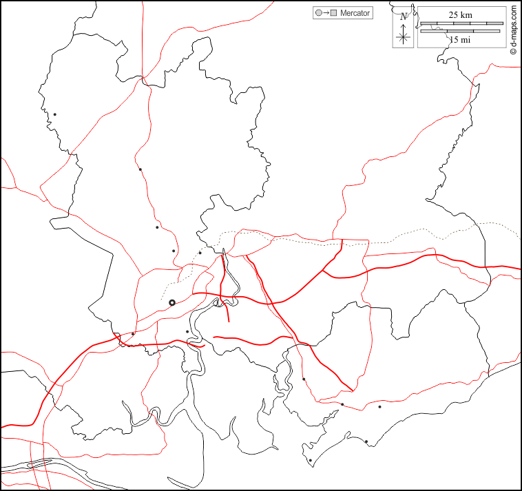 Ho-Chi-Minh-Stadt : d-maps.com: Kostenlose Karten, kostenlose stumme Karte, kostenlose unausgefüllt Landkarte, kostenlose hochauflösende Umrisskarte : Grenzen, Wichtige Städte, Straßen, weiß