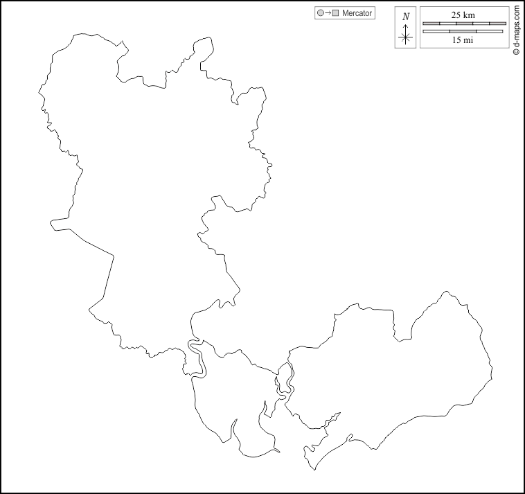 Ho-Chi-Minh-Stadt : d-maps.com: Kostenlose Karten, kostenlose stumme Karte, kostenlose unausgefüllt Landkarte, kostenlose hochauflösende Umrisskarte : Umrisse, weiß