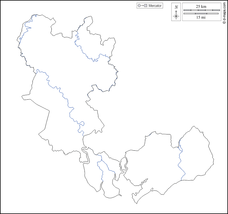 Ho-Chi-Minh-Stadt : d-maps.com: Kostenlose Karten, kostenlose stumme Karte, kostenlose unausgefüllt Landkarte, kostenlose hochauflösende Umrisskarte : Umrisse, Hydrografie, weiß