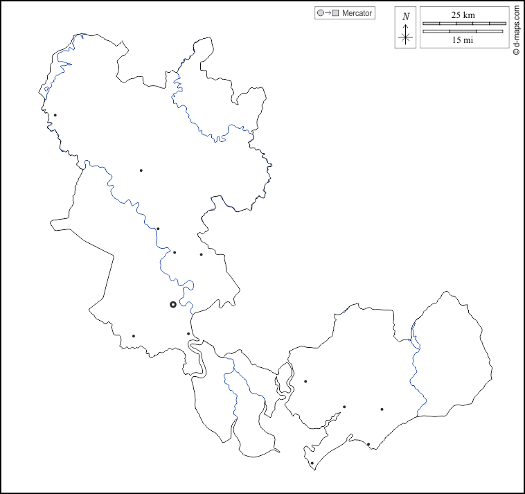 Ho-Chi-Minh-Stadt : d-maps.com: Kostenlose Karten, kostenlose stumme Karte, kostenlose unausgefüllt Landkarte, kostenlose hochauflösende Umrisskarte : Umrisse, Hydrografie, Wichtige Städte, weiß