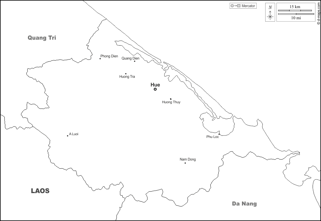 Hue : d-maps.com: Kostenlose Karten, kostenlose stumme Karte, kostenlose unausgefüllt Landkarte, kostenlose hochauflösende Umrisskarte : Grenzen, Wichtige Städte, Namen, weiß