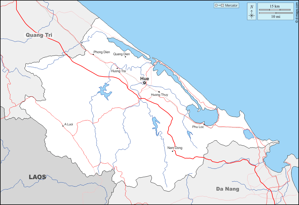 Hue : d-maps.com: Kostenlose Karten, kostenlose stumme Karte, kostenlose unausgefüllt Landkarte, kostenlose hochauflösende Umrisskarte : Grenzen, Hydrografie, Wichtige Städte, Straßen, Namen
