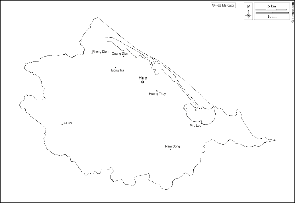 順化市 : d-maps.com: 免费地图, 免费的空白地图, 免费的轮廓地图, 免费基地地图 : 大纲, 主要城市, 名称, 白