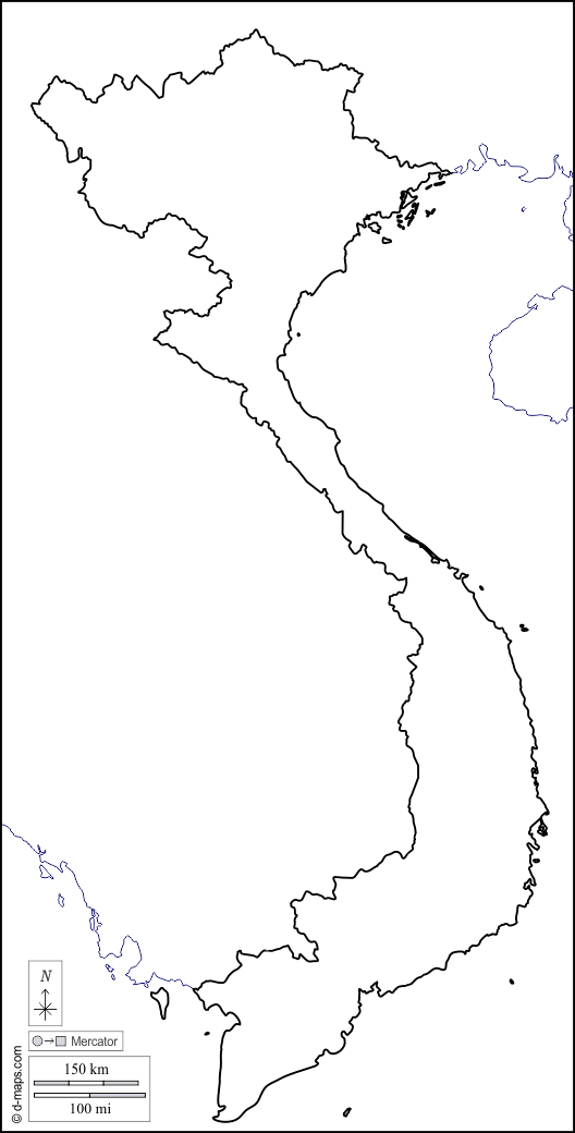 Vietnam : d-maps.com: mappa gratuita, mappa muta gratuita, cartina muta gratuita : litorali, limiti
