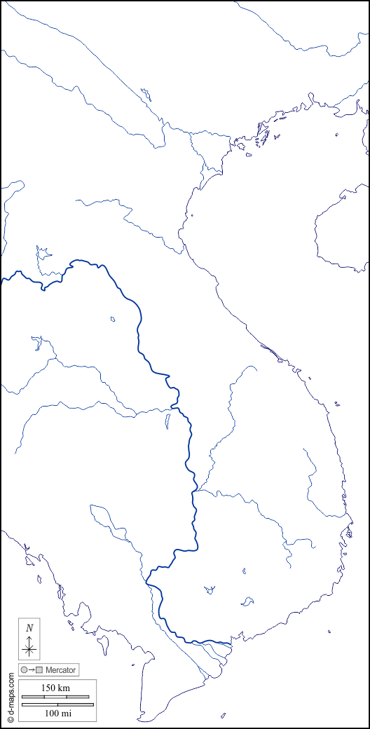 Vietnam : d-maps.com: mappa gratuita, mappa muta gratuita, cartina muta gratuita : litorali, idrografia