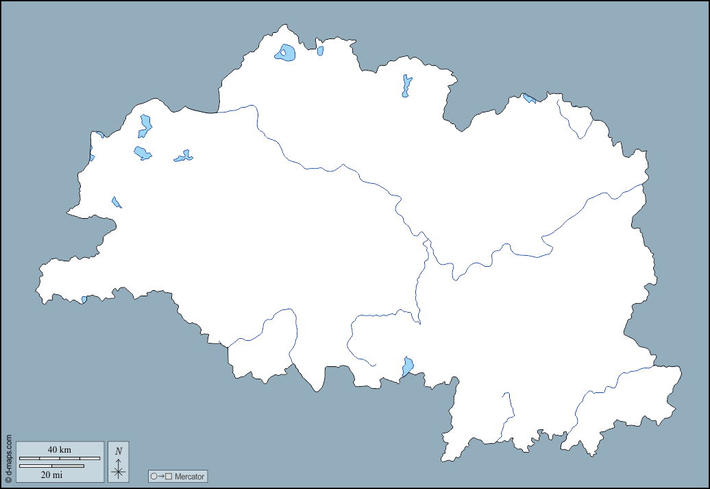 Regione di Vicebsk : d-maps.com: mappa gratuita, mappa muta gratuita, cartina muta gratuita : contorni, idrografia