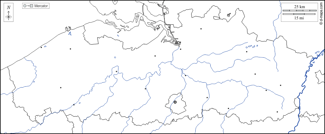 Fiandre : d-maps.com: mappa gratuita, mappa muta gratuita, cartina muta gratuita : frontiere, idrografia, principali città, bianco