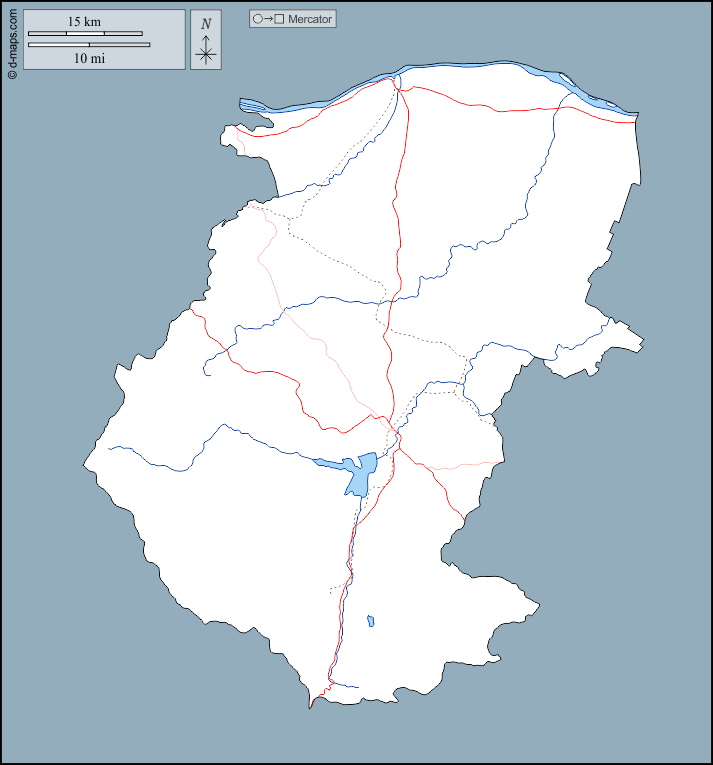 Distretto di Montana : d-maps.com: mappa gratuita, mappa muta gratuita, cartina muta gratuita : contorni, idrografia, strade