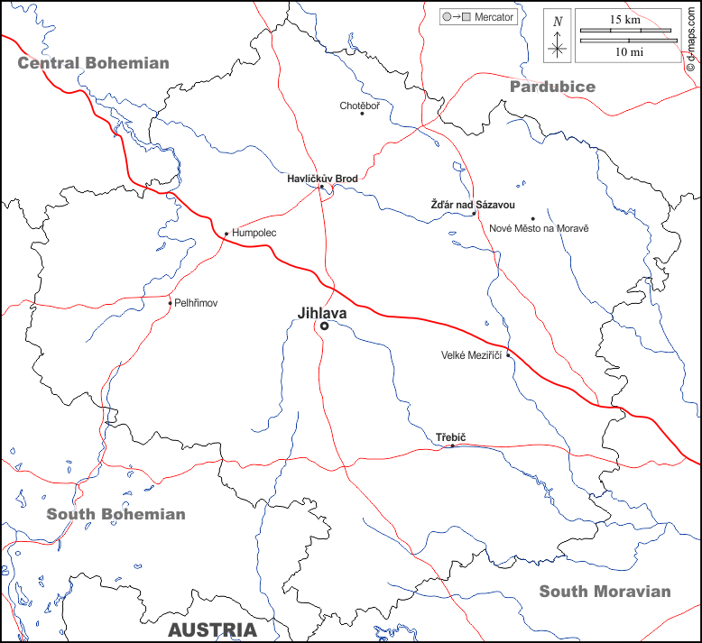 Vysočina : d-maps.com: mapa gratuito, mapa mudo gratuito, mapa en blanco gratuito, plantilla de mapa : fronteras, hidrografía, principales ciudades, carreteras, nombres, blanco