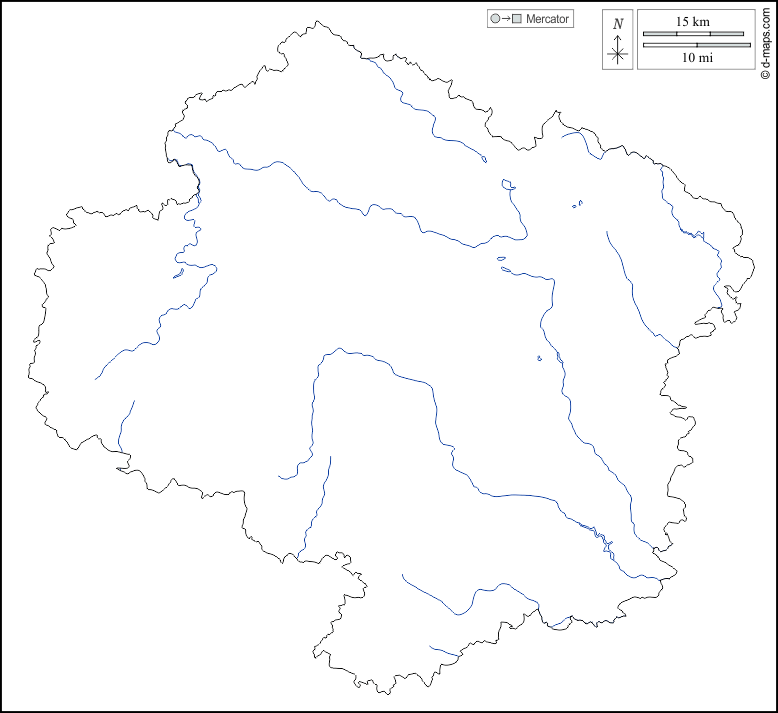 Vysočina : d-maps.com: free map, free blank map, free outline map, free base map : outline, hydrography, white