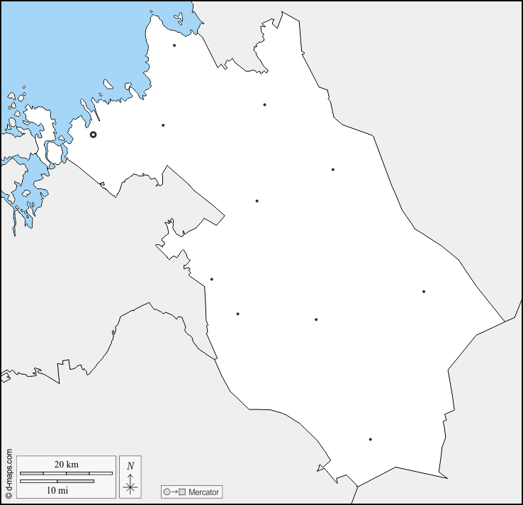 Mittelösterbotten : d-maps.com: Kostenlose Karten, kostenlose stumme Karte, kostenlose unausgefüllt Landkarte, kostenlose hochauflösende Umrisskarte : Grenzen, Wichtige Städte