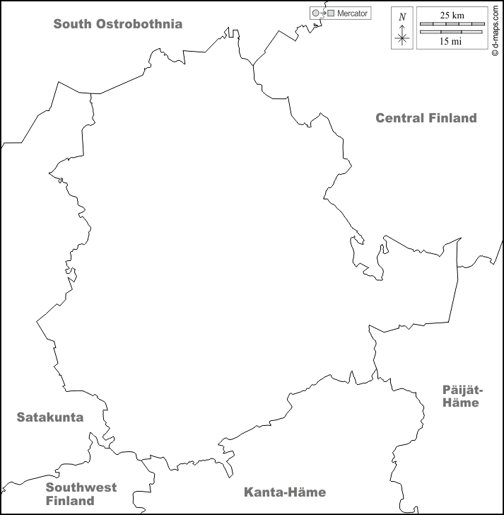 Pirkanmaa : d-maps.com: mappa gratuita, mappa muta gratuita, cartina muta gratuita : frontiere, nomi, bianco