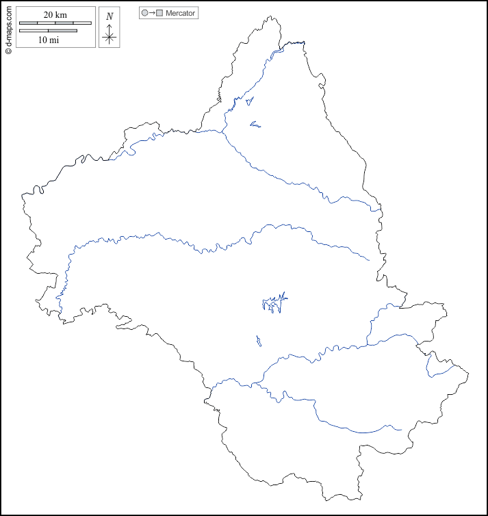 Aveyron : d-maps.com: mappa gratuita, mappa muta gratuita, cartina muta gratuita : contorni, idrografia, bianco