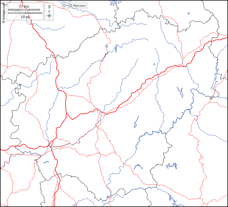 Corrèze : d-maps.com: mappa gratuita, mappa muta gratuita, cartina muta gratuita : frontiere, idrografia, strade, bianco