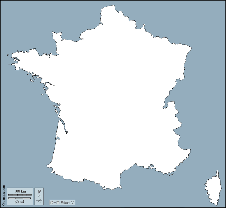 Франция : d-maps.com: Бесплатная карта, бесплатная карта, свободная карта, Бесплатная базовая карта
 : контур