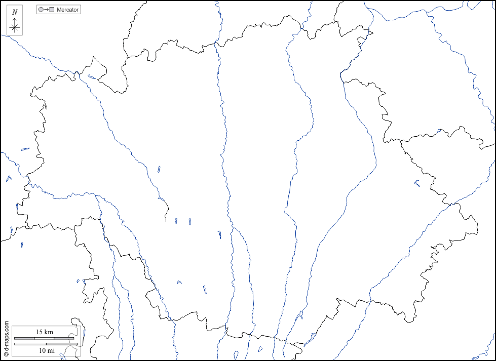 Gers : d-maps.com: mappa gratuita, mappa muta gratuita, cartina muta gratuita : frontiere, idrografia, bianco